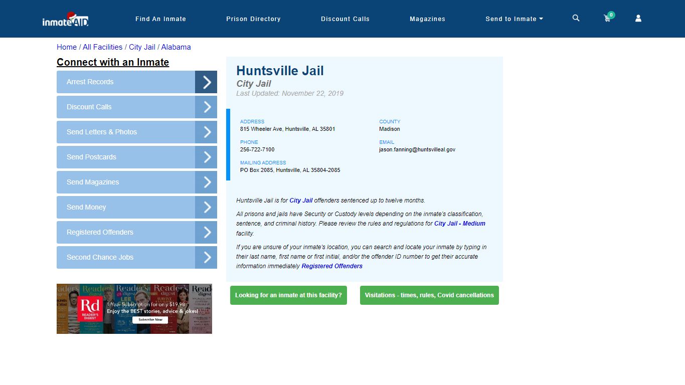 Huntsville Jail | Inmate Locator